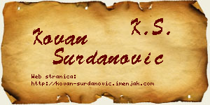 Kovan Surdanović vizit kartica